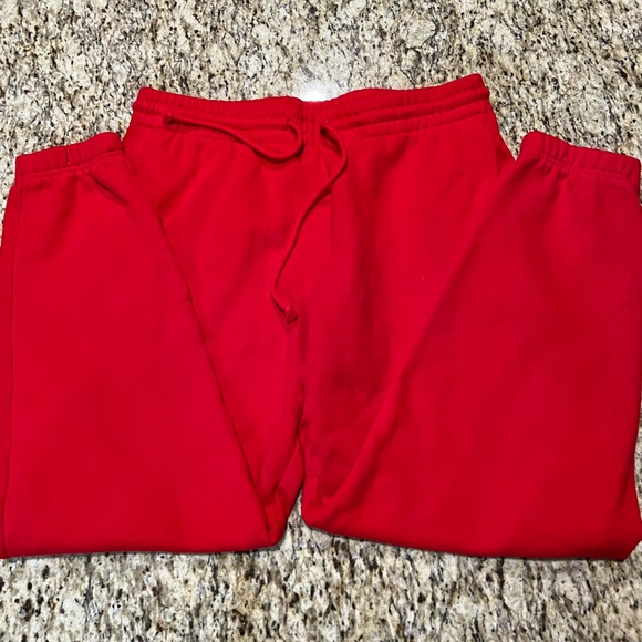 Aritzia TNA Cozy AF Fleece Sweatpants Red - Picture 2 of 8